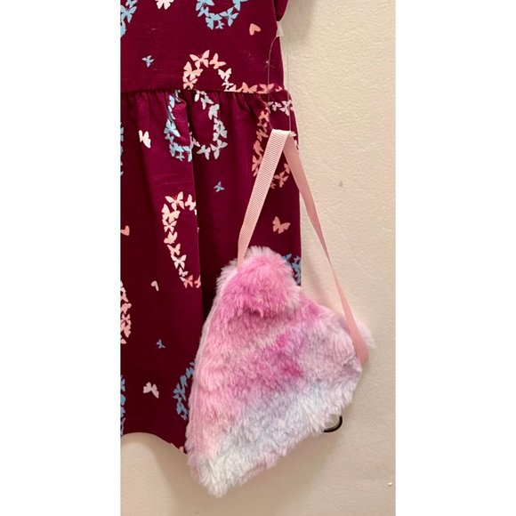 RMLA Burgundy Toddler Dress Butterfly Hearts Fluffy Tie Dyed Purse 2T 3T 4T - Picture 5 of 7